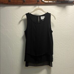 HD in Paris Black Layered Sleeveless Chiffon Top, Size 2